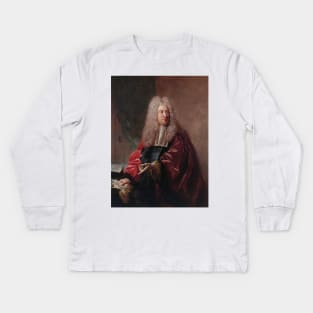 Portrait de Jean Hebert, Echevin de la Ville de Paris by Jean-Francois de Troy Kids Long Sleeve T-Shirt